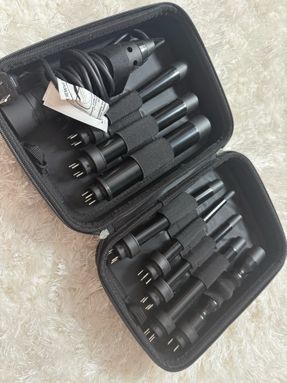 Black Interchangeable Curling Wand Set for Women - 8-Piece Hair Styling Kit